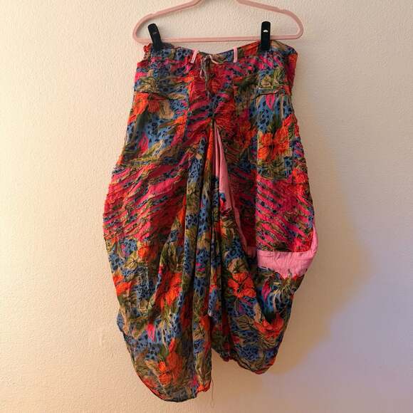 Unknown Dresses & Skirts - Floral Leopard Print Draped Harem Skirt Size XL